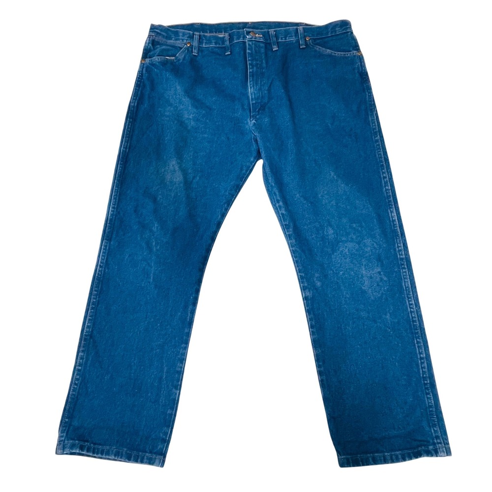 Wrangler 1013MWZPW Men 44x30 Blue Denim Straight Leg Workwear Jeans A203